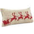 Handmade Christmas Pillow in Hand Felted Wool - Red Reindeer on Gray - 12"x24" - ARCADIA HOME
